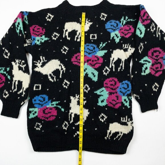 J. Christopher Vintage Cardigan Women's Medium Shetland Wool Hand Knit Reindeer - Picture 10 of 13